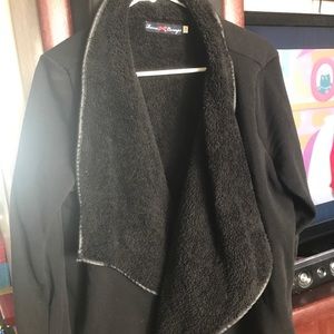 Fleece interior shawl cardigan